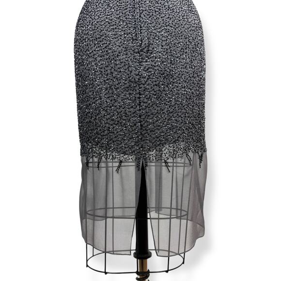 BASIX II pure silk gray beaded cocktail party dress with matching shawl SIZE 12 - Picture 8 of 16